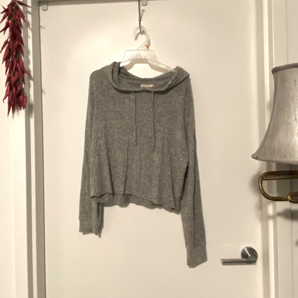 Super soft grey hooded top